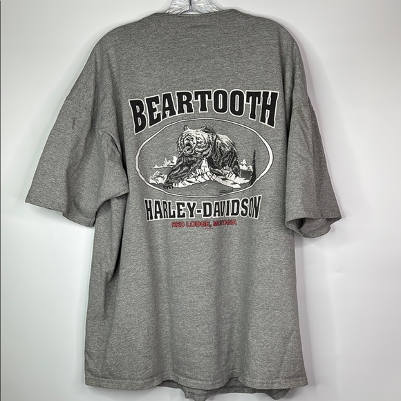 Vintage Harley Davidson Beartooth Pass Gray Short Sleeve Henley Shirt 3XL 1999 - Picture 1 of 14
